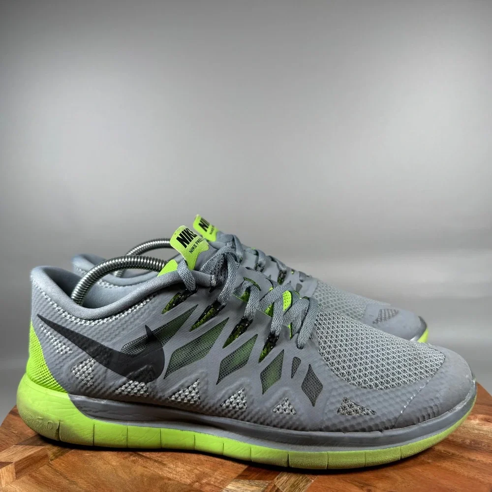 Nike Free 5.0 Mens Running Shoes Wolf Grey Electric Green 642198-003 Size 11